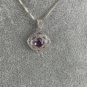 Amethyst & CZ 925 Solid Sterling Silver Pendant